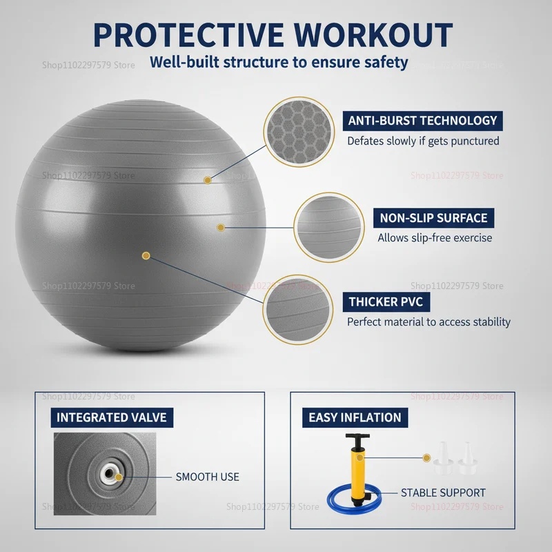 Anti-Burst Yoga Ball with Pump - огляд і ціна Pilates Toning Ball