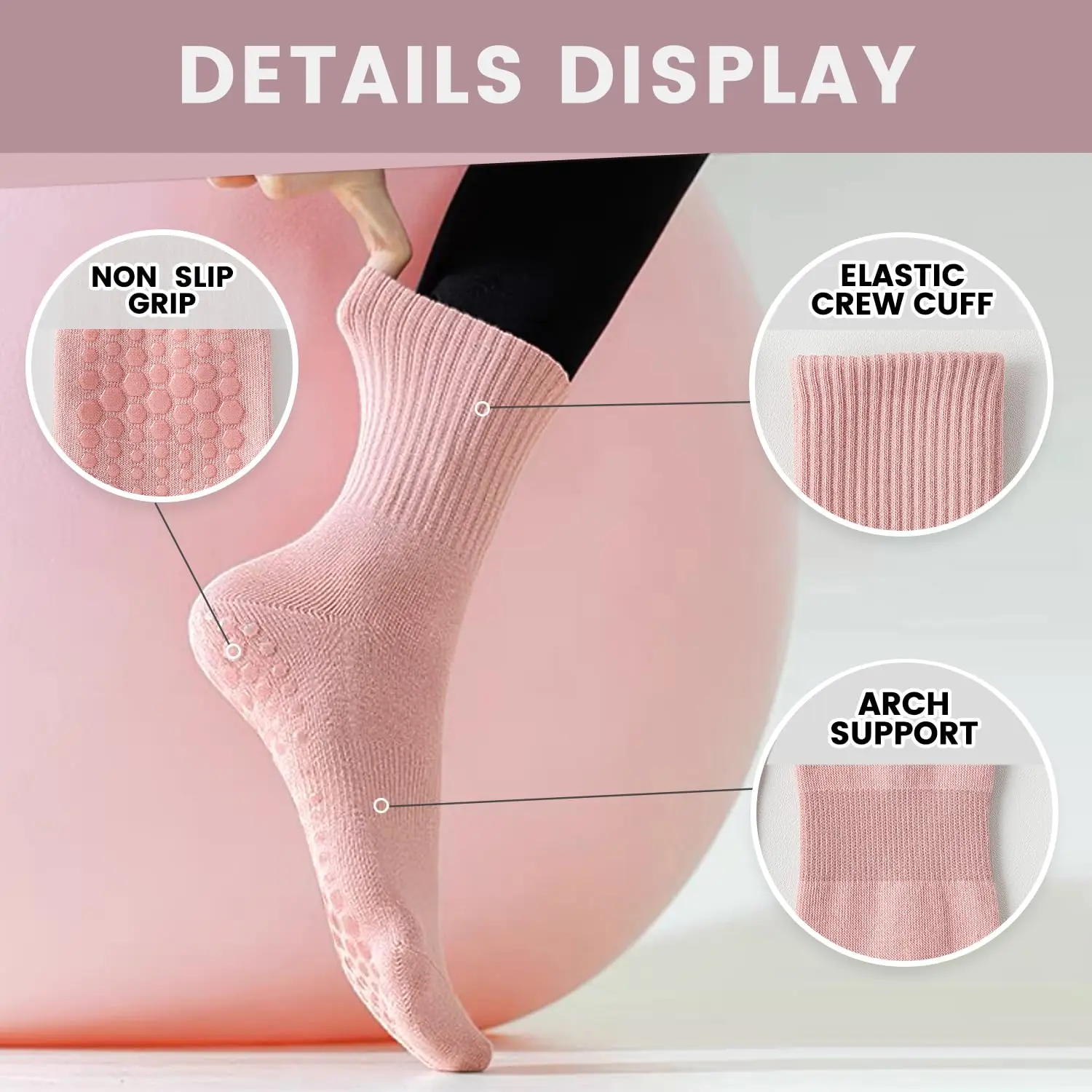 4 pairs of women's yoga socks, - огляд і ціна Pilates With Yoga